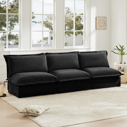 Modern Chenille Modular Armless 3-Seater Sofa Couch