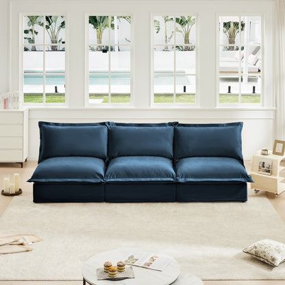 Modern Chenille Modular Armless 3-Seater Sofa Couch