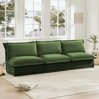 Modern Chenille Modular Armless 3-Seater Sofa Couch