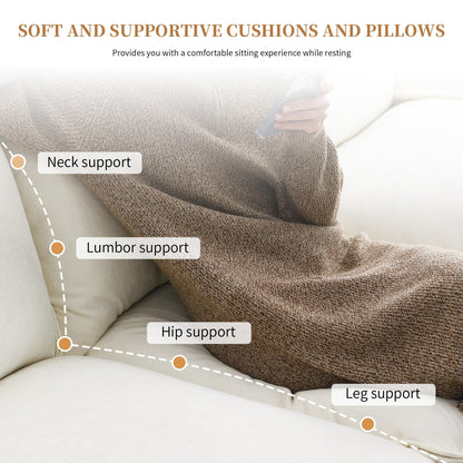 Modern Chenille Sectional Sofa With Double Cushions,Storage Pockets,Upholstered,L-Shaped Cloud Couch With Reversible Chaise