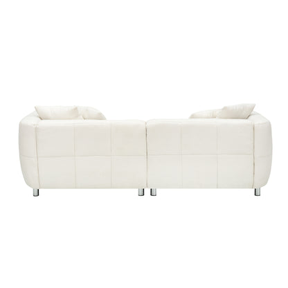 Modern Fashion Sofa 3 Seater Couch with Metal Legs, Solid Wood Frame, and 4 Pillows for Living Room, Apartment