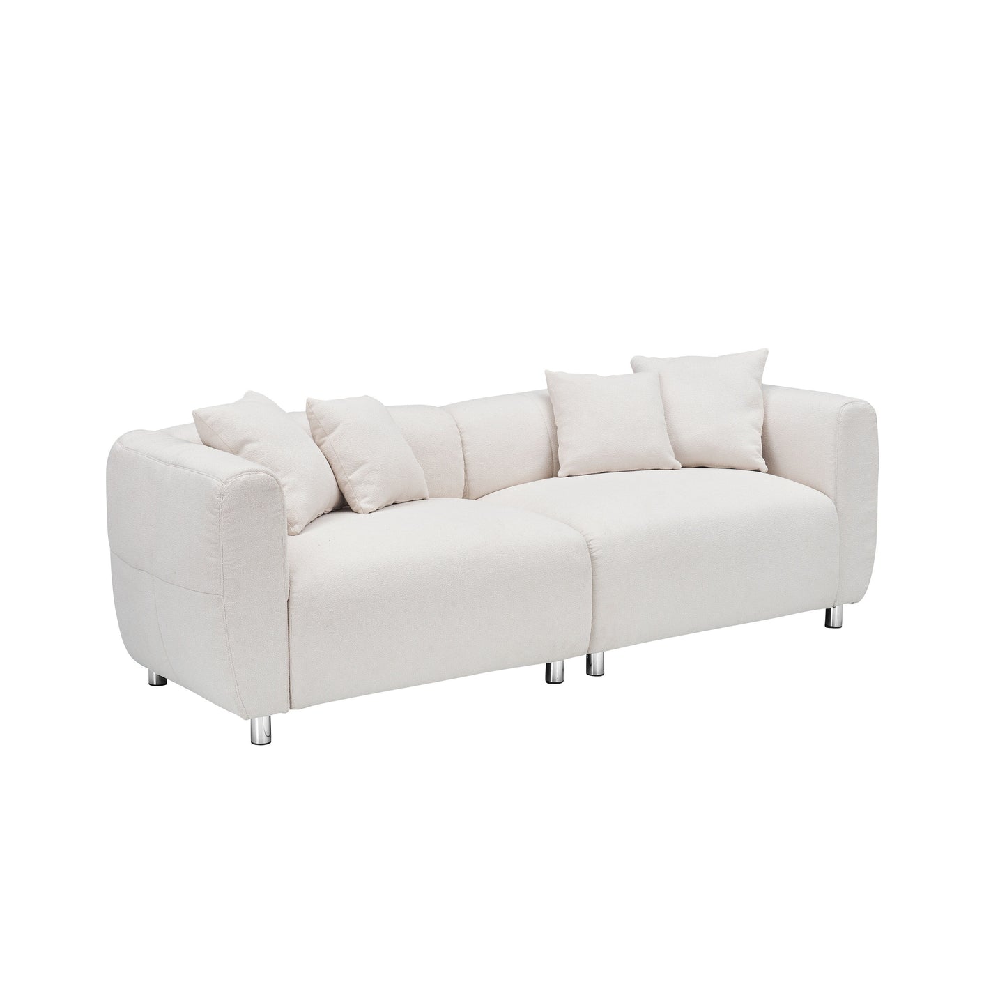 Modern Fashion Sofa 3 Seater Couch with Metal Legs, Solid Wood Frame, and 4 Pillows for Living Room, Apartment