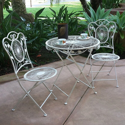 Modern Home Bordeaux Antiqued Iron 3pc Folding Bistro Set