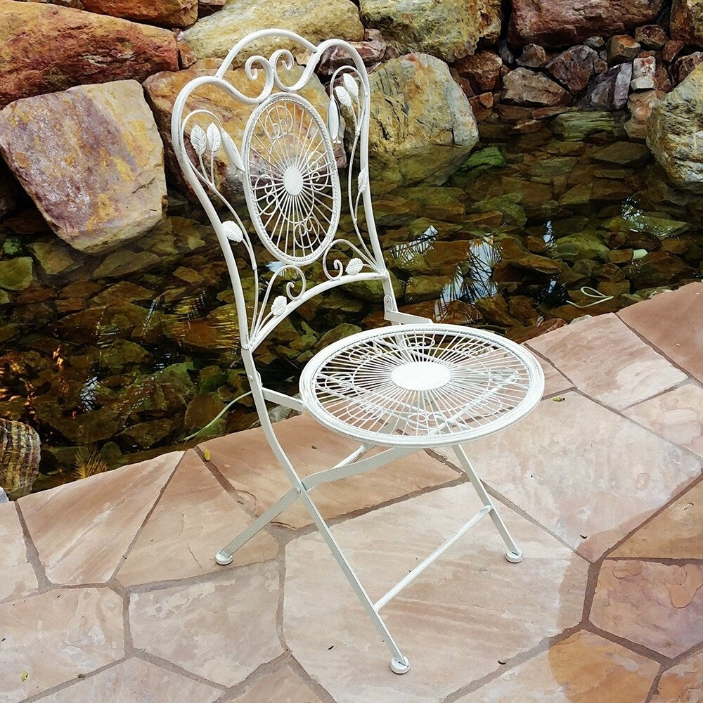 Modern Home Bordeaux Antiqued Iron 3pc Folding Bistro Set