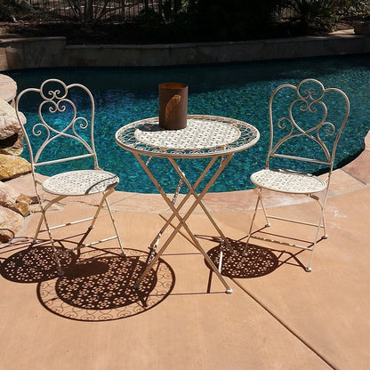 Modern Home Marseille Antiqued Iron 3pc Folding Bistro Set