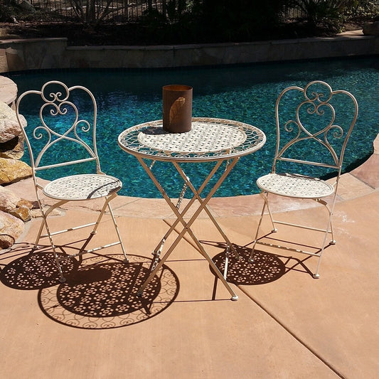 Modern Home Marseille Antiqued Iron 3pc Folding Bistro Set