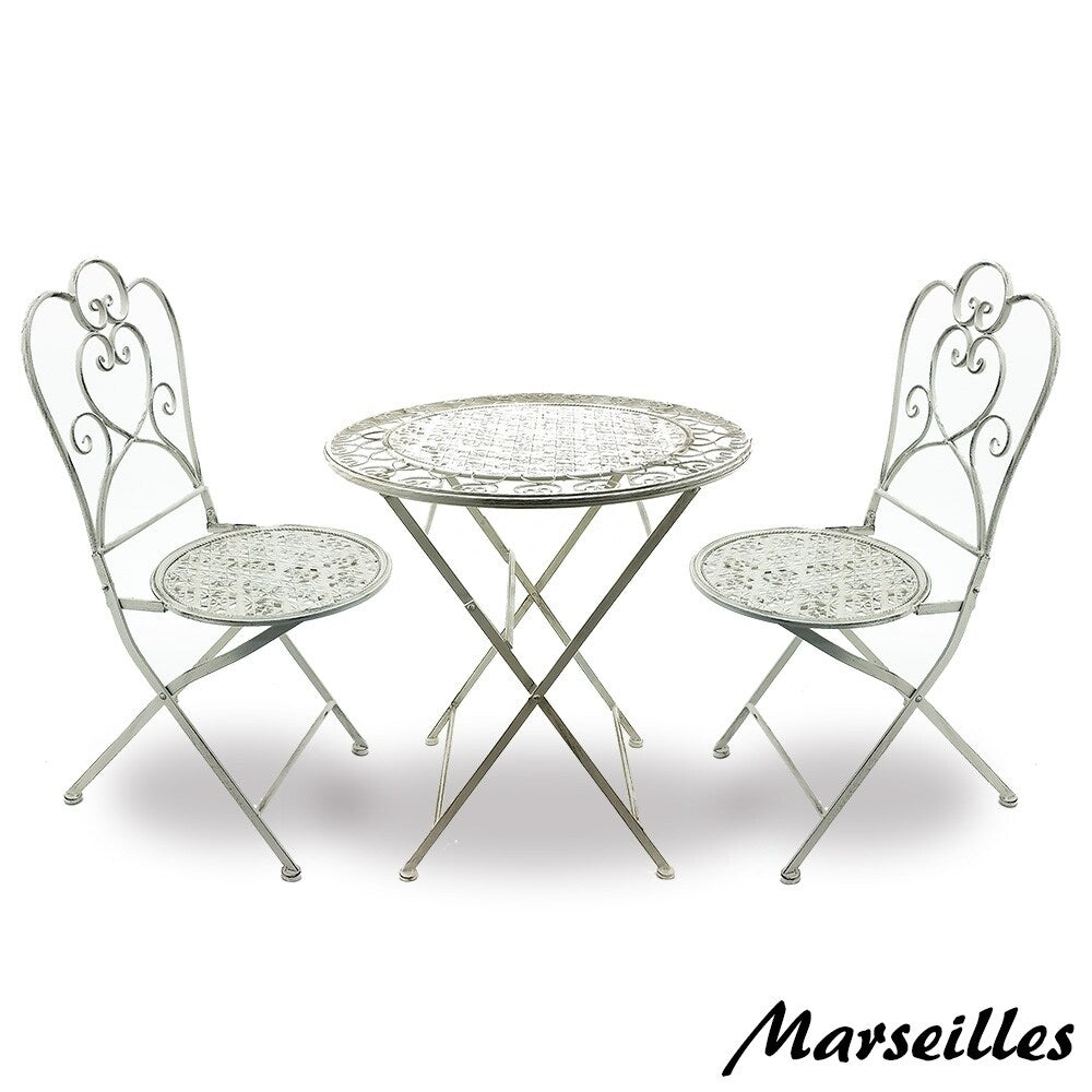 Modern Home Marseille Antiqued Iron 3pc Folding Bistro Set