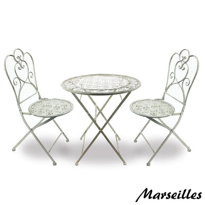 Modern Home Marseille Antiqued Iron 3pc Folding Bistro Set