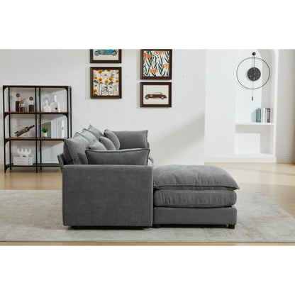 Modern L-Shaped 3-Seat Modular Sectional Sofa with Removable Ottoman for Living Room Apartment