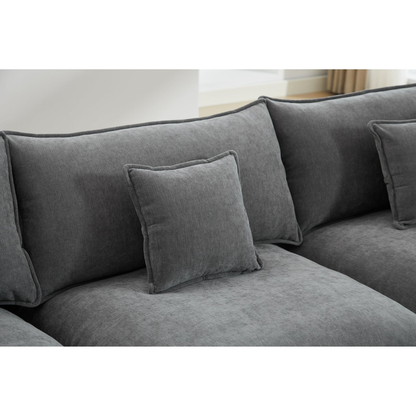 Modern L-Shaped 3-Seat Modular Sectional Sofa with Removable Ottoman for Living Room Apartment