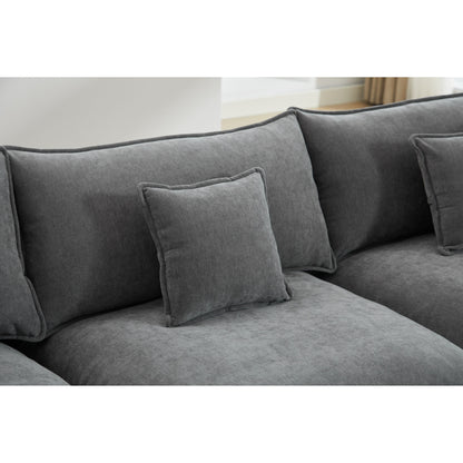 Modern L-Shaped 3-Seat Modular Sectional Sofa with Removable Ottoman for Living Room Apartment