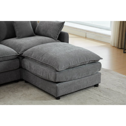 Modern L-Shaped 3-Seat Modular Sectional Sofa with Removable Ottoman for Living Room Apartment