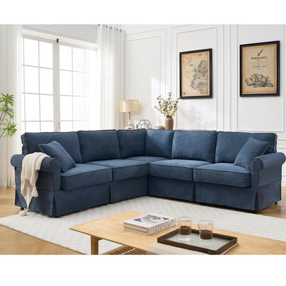 Modern L-Shaped 5-Seat Reversible Sectional Sofa Corner Couch with Rolled Arms for Living Room Apartment