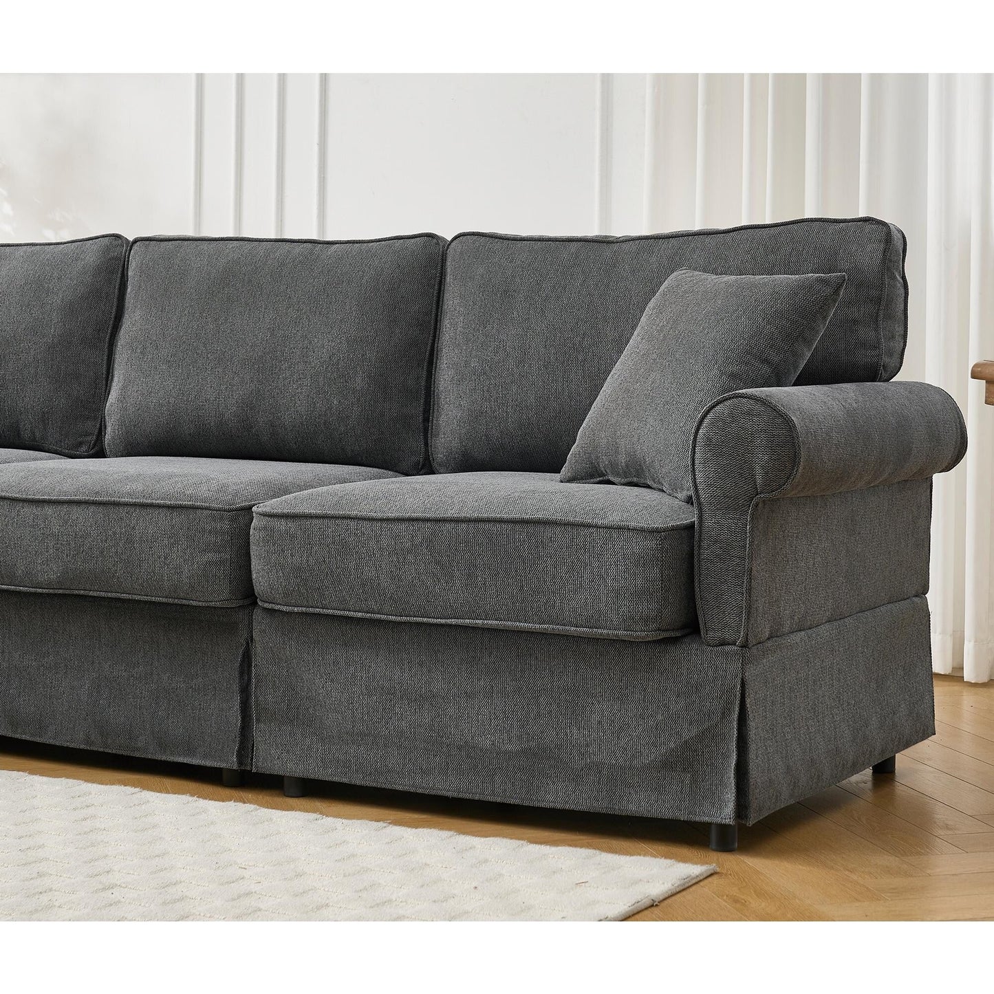 Modern L-Shaped 5-Seat Reversible Sectional Sofa Corner Couch with Rolled Arms for Living Room Apartment