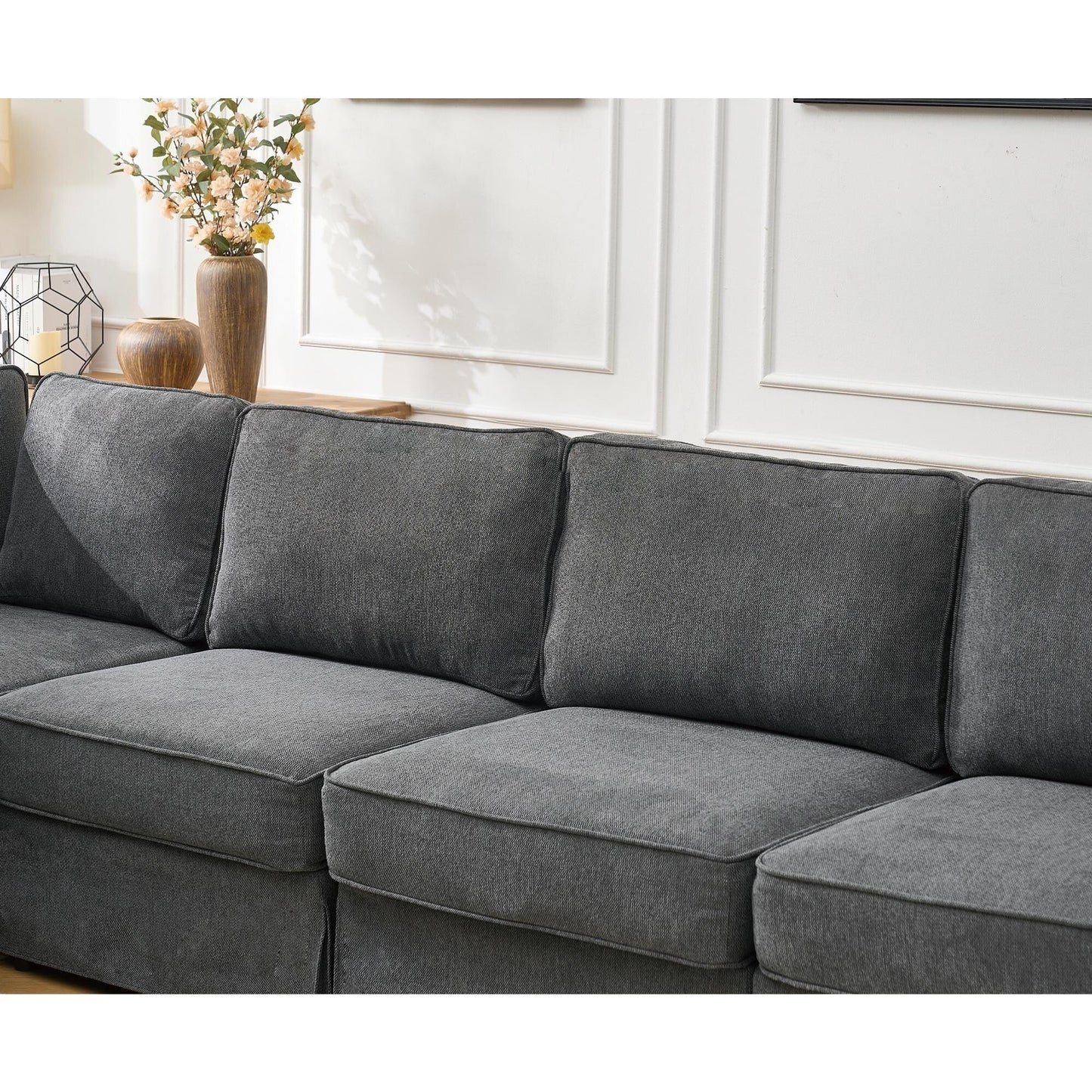 Modern L-Shaped 5-Seat Reversible Sectional Sofa Corner Couch with Rolled Arms for Living Room Apartment