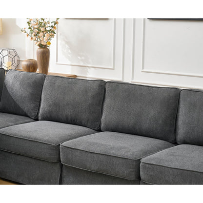 Modern L-Shaped 5-Seat Reversible Sectional Sofa Corner Couch with Rolled Arms for Living Room Apartment