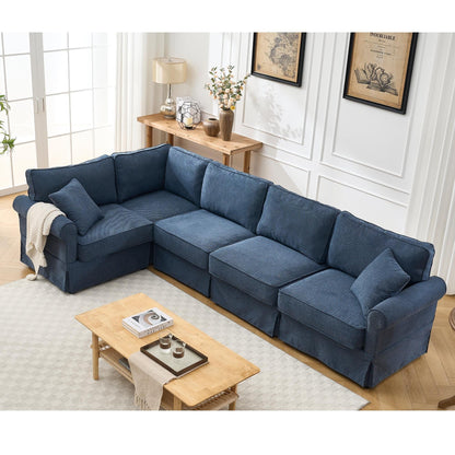 Modern L-Shaped 5-Seat Reversible Sectional Sofa Corner Couch with Rolled Arms for Living Room Apartment