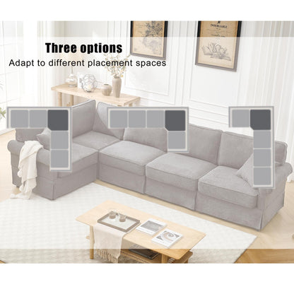 Modern L-Shaped 5-Seat Reversible Sectional Sofa Corner Couch with Rolled Arms for Living Room Apartment