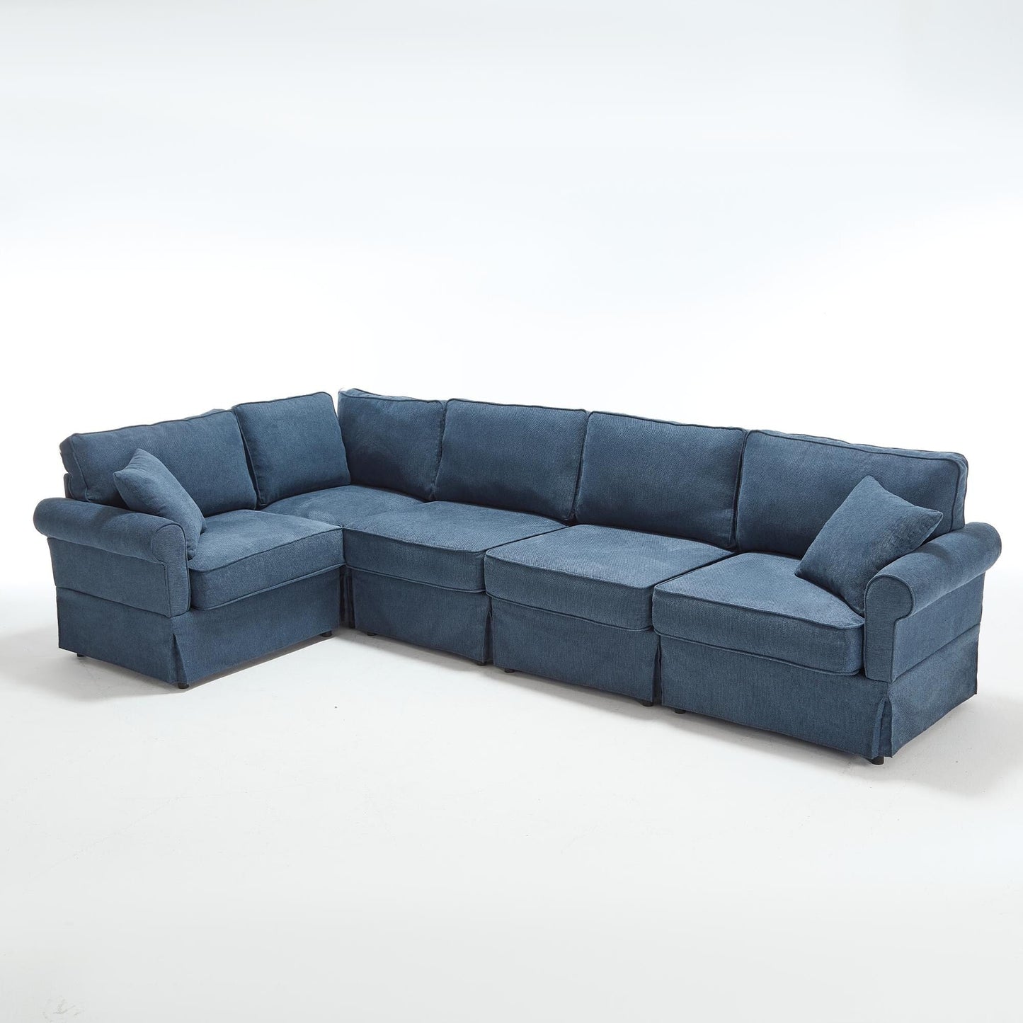 Modern L-Shaped 5-Seat Reversible Sectional Sofa Corner Couch with Rolled Arms for Living Room Apartment