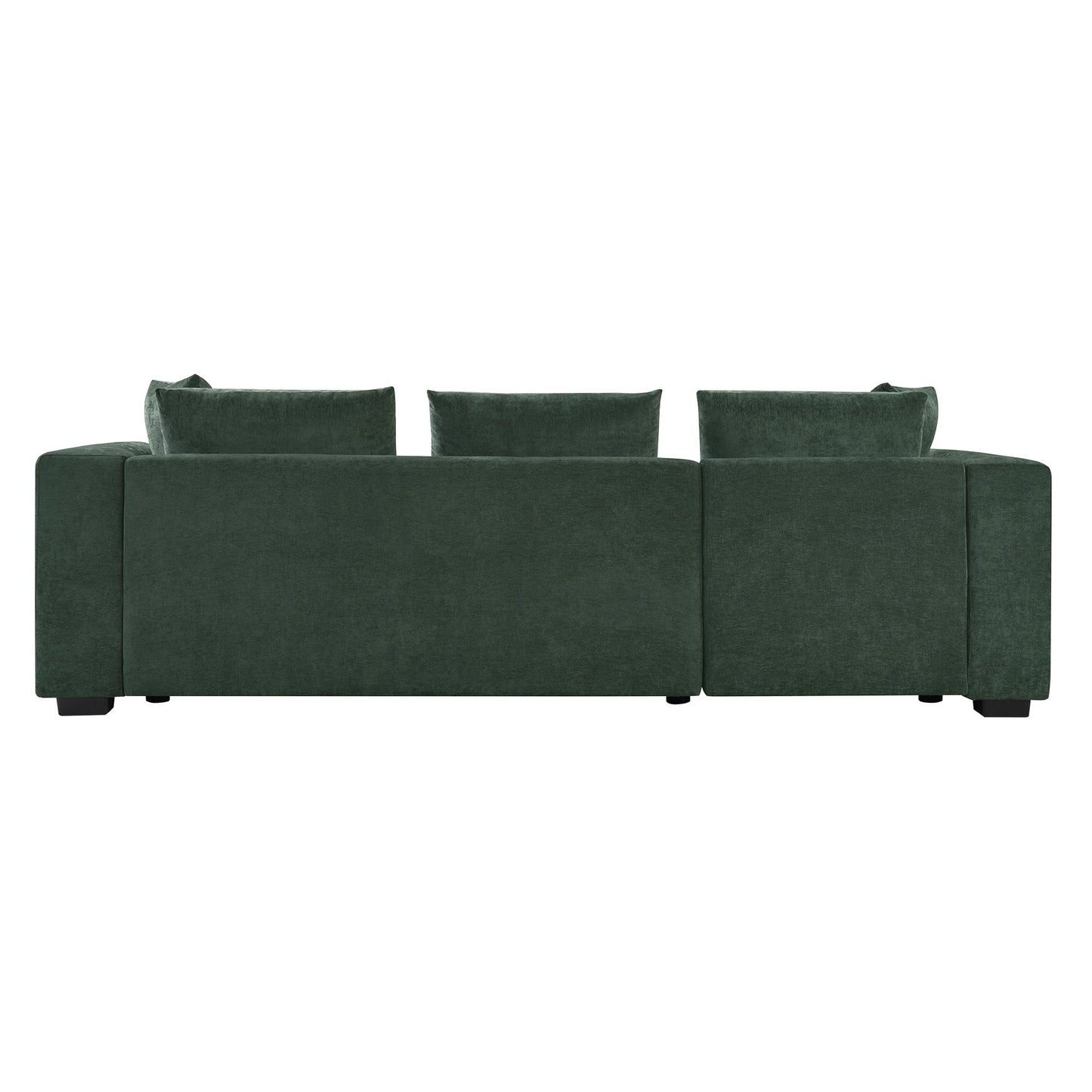 Modern L-Shaped Chenille Sectional Sofa with Wooden Storage Compartment and Matching Pillows for Living Room