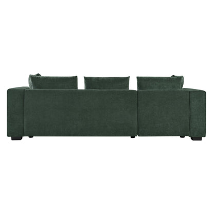 Modern L-Shaped Chenille Sectional Sofa with Wooden Storage Compartment and Matching Pillows for Living Room
