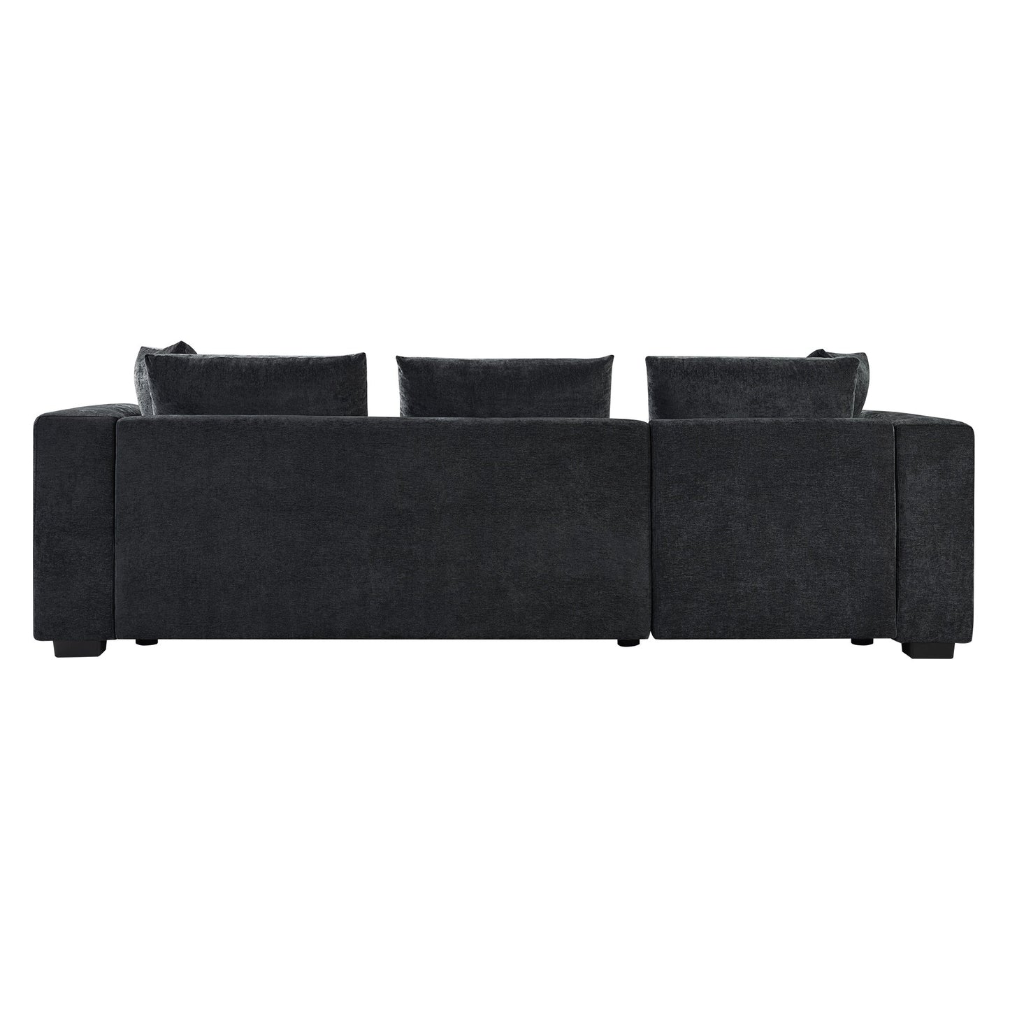 Modern L-Shaped Chenille Sectional Sofa with Wooden Storage Compartment and Matching Pillows for Living Room