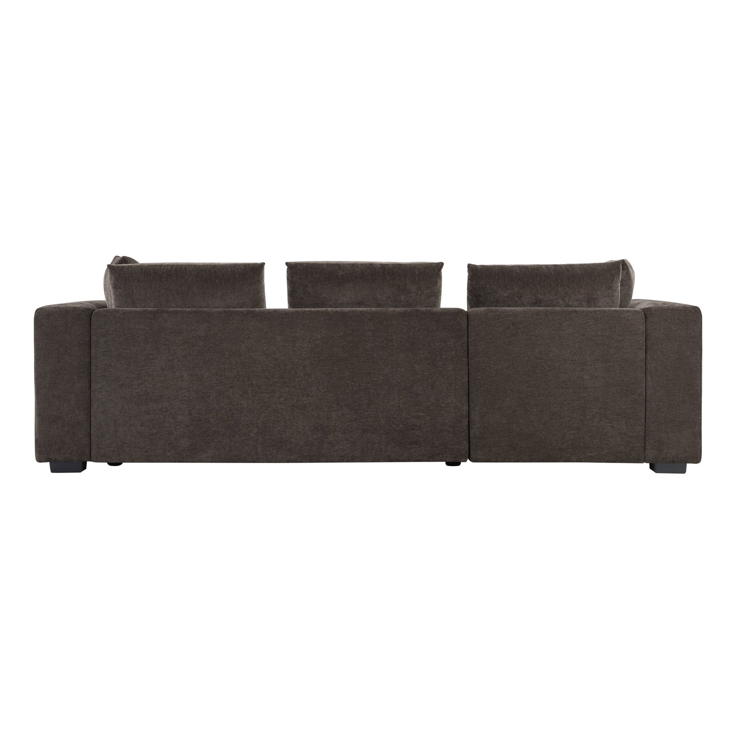 Modern L-Shaped Chenille Sectional Sofa with Wooden Storage Compartment and Matching Pillows for Living Room