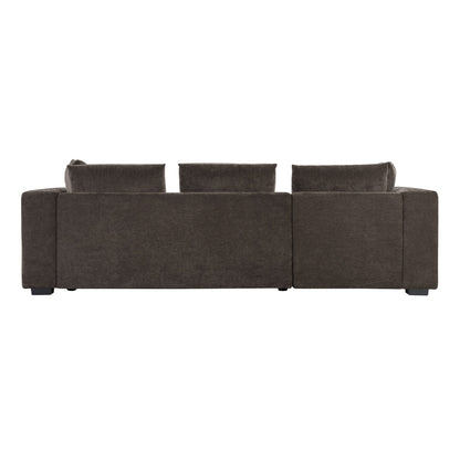 Modern L-Shaped Chenille Sectional Sofa with Wooden Storage Compartment and Matching Pillows for Living Room