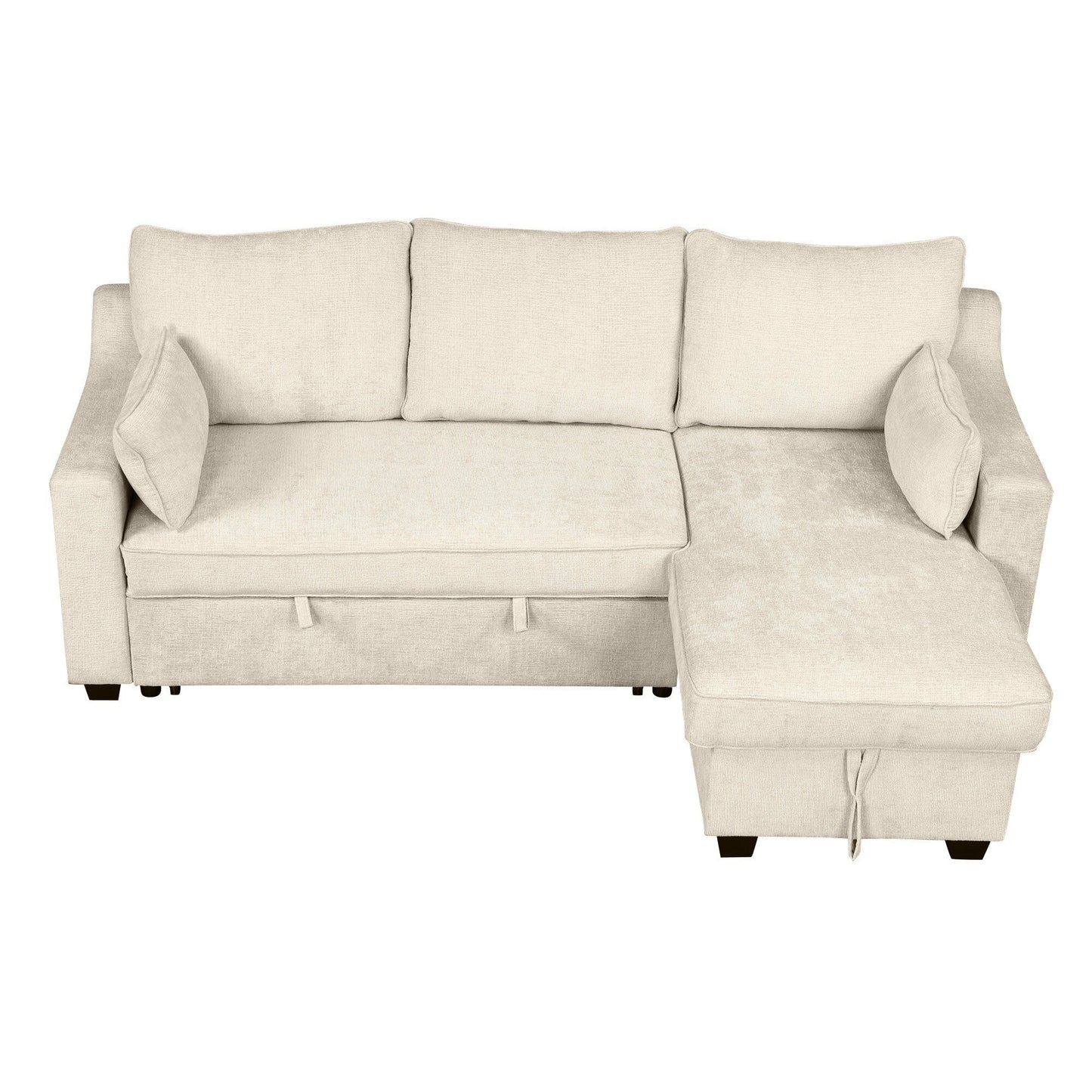 Modern L-Shaped Convertible Sofa Bed with Storage Chaise, USB Ports and Storage Racks for Living Room