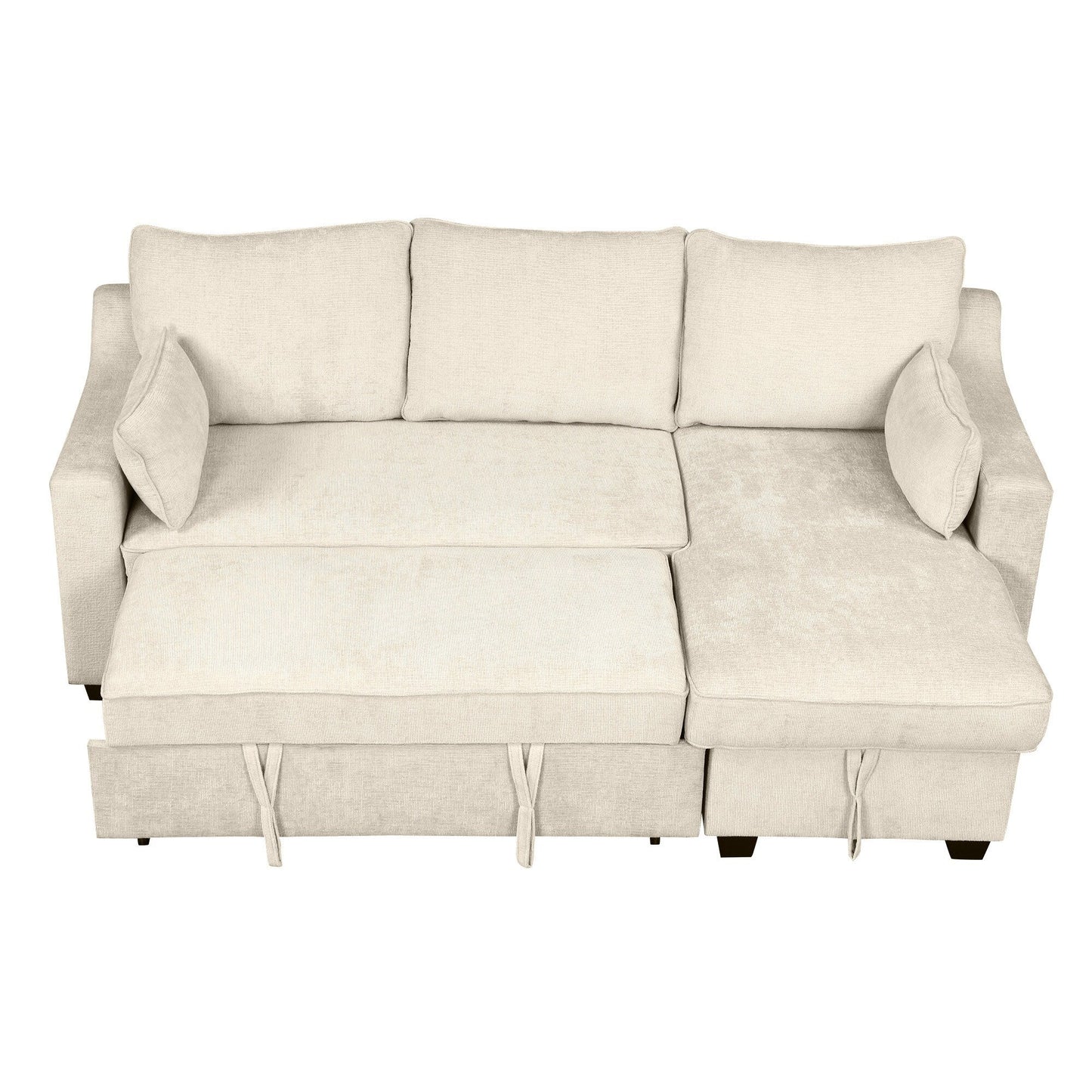 Modern L-Shaped Convertible Sofa Bed with Storage Chaise, USB Ports and Storage Racks for Living Room