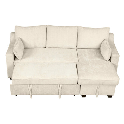 Modern L-Shaped Convertible Sofa Bed with Storage Chaise, USB Ports and Storage Racks for Living Room