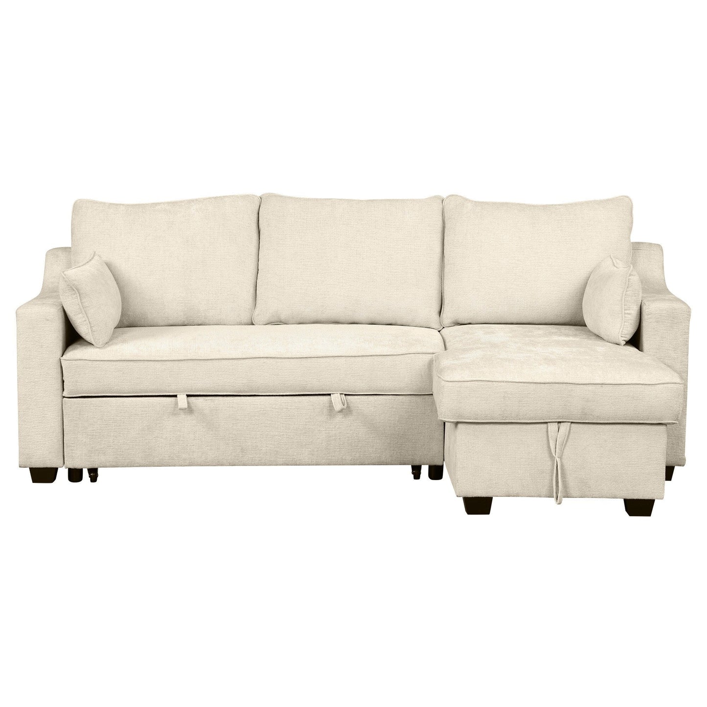 Modern L-Shaped Convertible Sofa Bed with Storage Chaise, USB Ports and Storage Racks for Living Room