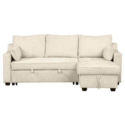 Modern L-Shaped Convertible Sofa Bed with Storage Chaise, USB Ports and Storage Racks for Living Room