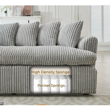 Modern L-Shaped Corduroy 4-Seat Modular Sectional Sofa with Curved Design and Back Cushions for Living Room