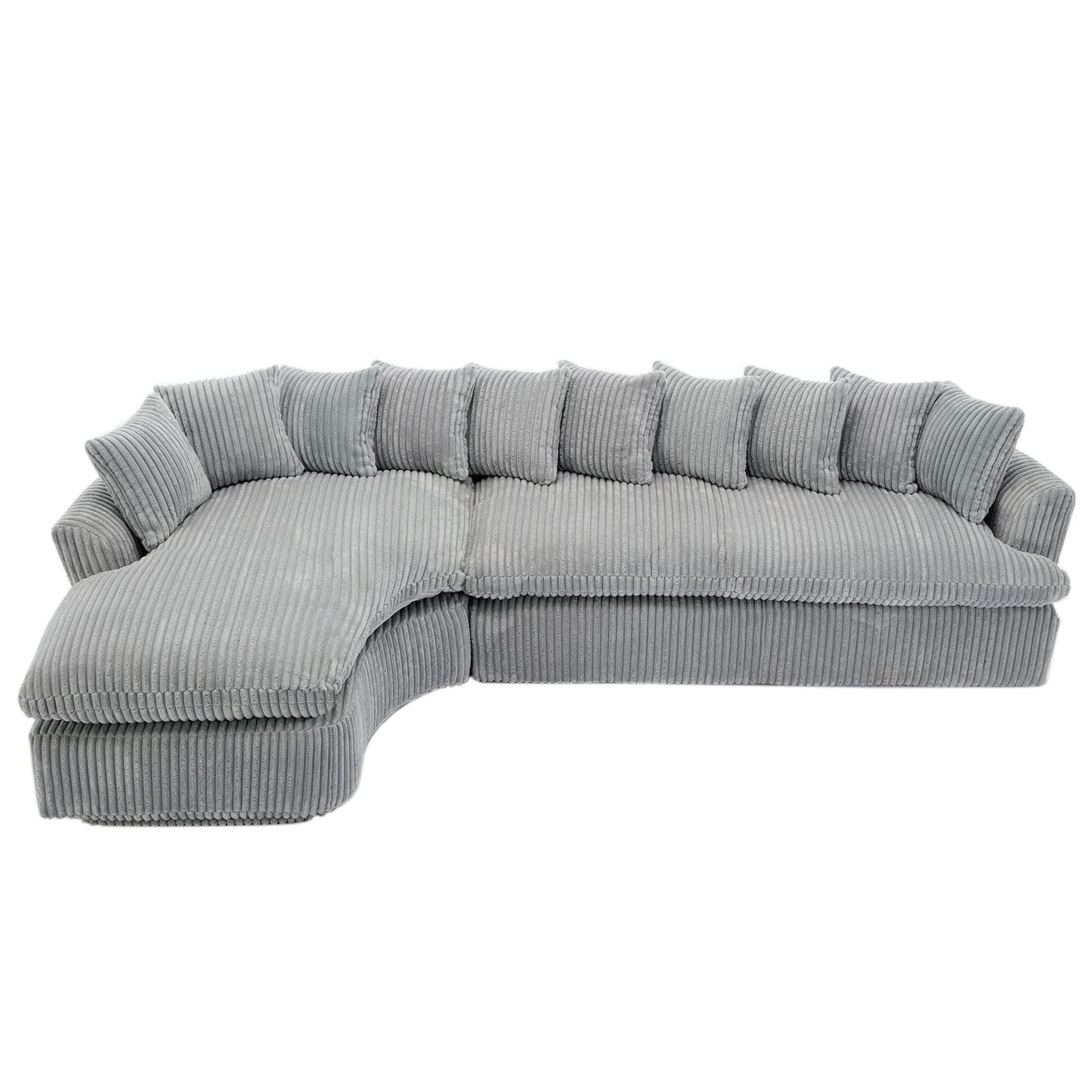 Modern L-Shaped Corduroy 4-Seat Modular Sectional Sofa with Curved Design and Back Cushions for Living Room