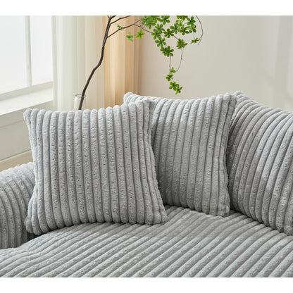 Modern L-Shaped Corduroy 4-Seat Modular Sectional Sofa with Curved Design and Back Cushions for Living Room