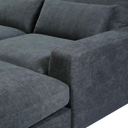 Modern L-Shaped Feather-Filled Sectional Sofa with Reversible Chaise and Pillows for Living Room