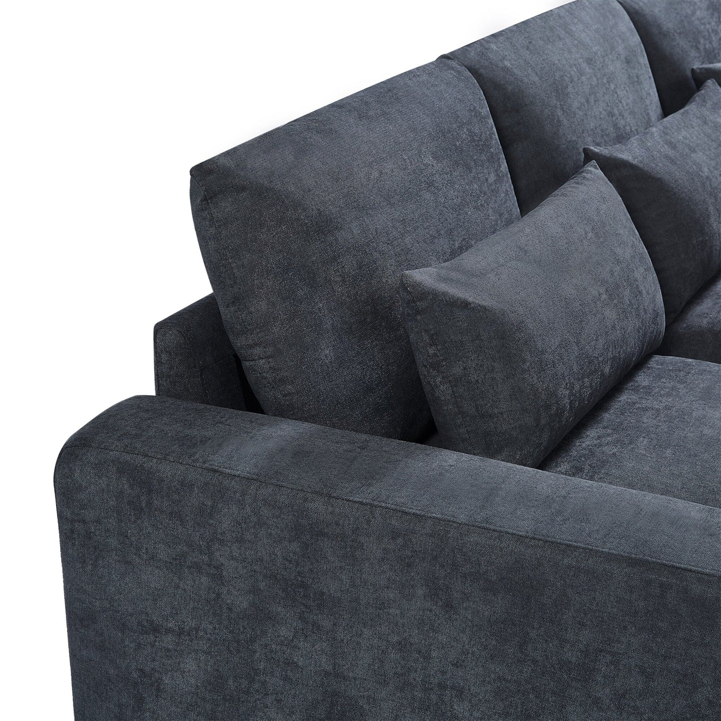 Modern L-Shaped Feather-Filled Sectional Sofa with Reversible Chaise and Pillows for Living Room