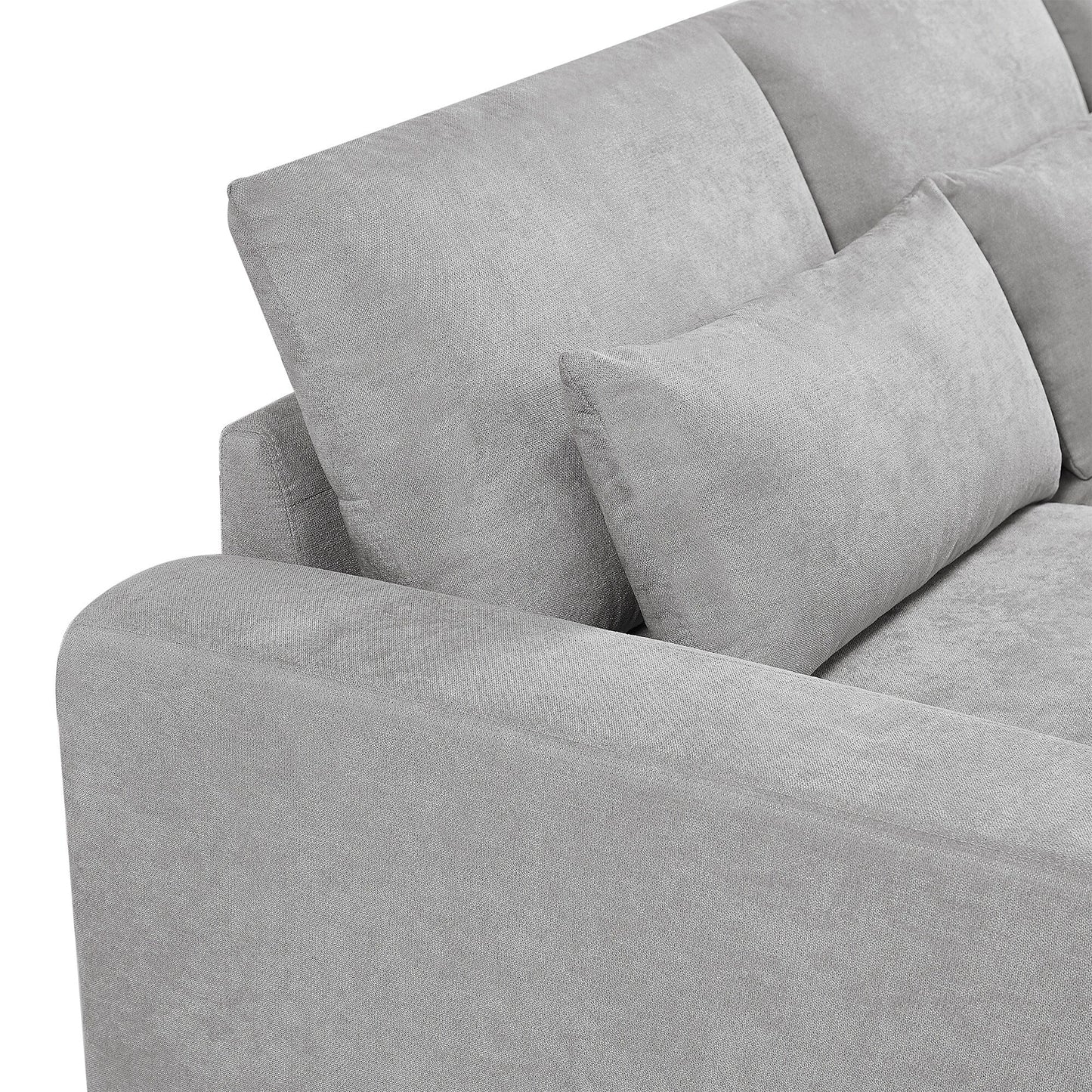 Modern L-Shaped Feather-Filled Sectional Sofa with Reversible Chaise and Pillows for Living Room