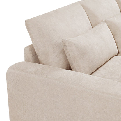 Modern L-Shaped Feather-Filled Sectional Sofa with Reversible Chaise and Pillows for Living Room