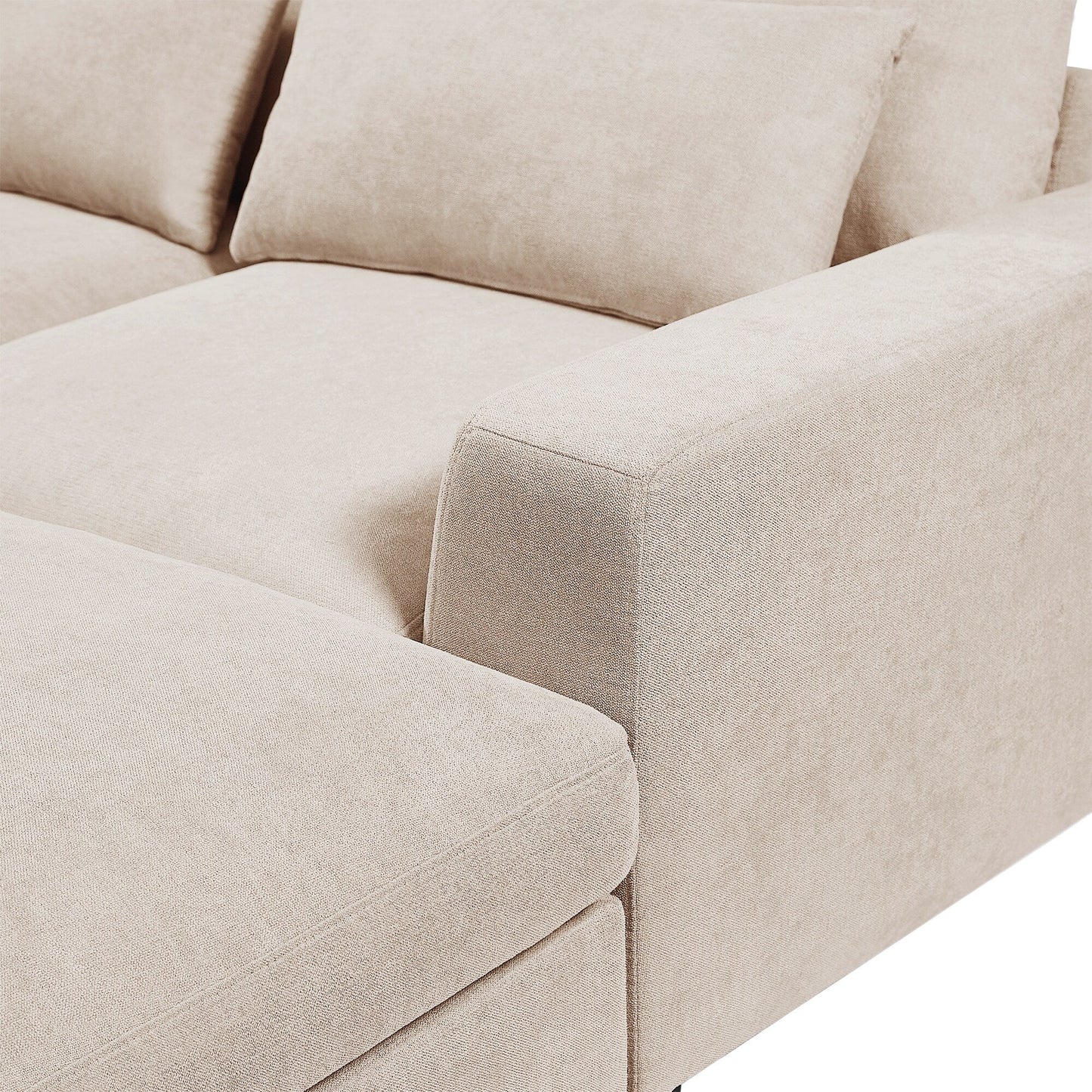 Modern L-Shaped Feather-Filled Sectional Sofa with Reversible Chaise and Pillows for Living Room