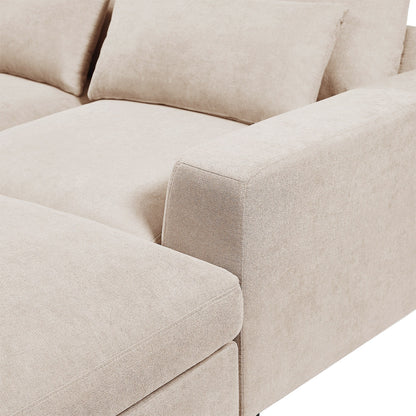 Modern L-Shaped Feather-Filled Sectional Sofa with Reversible Chaise and Pillows for Living Room
