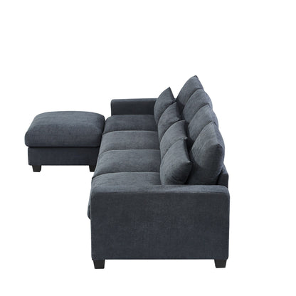 Modern L-Shaped Feather-Filled Sectional Sofa with Reversible Chaise and Pillows for Living Room