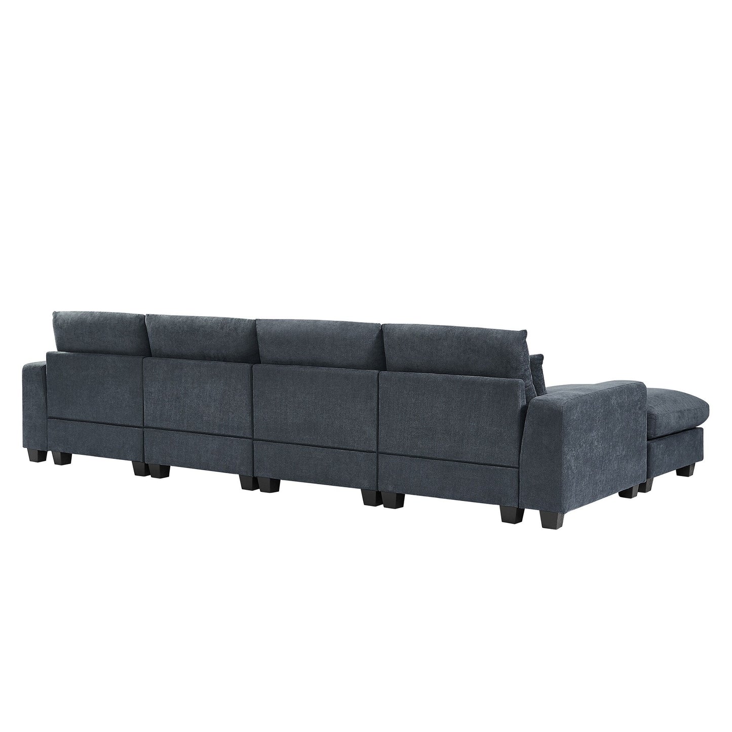 Modern L-Shaped Feather-Filled Sectional Sofa with Reversible Chaise and Pillows for Living Room