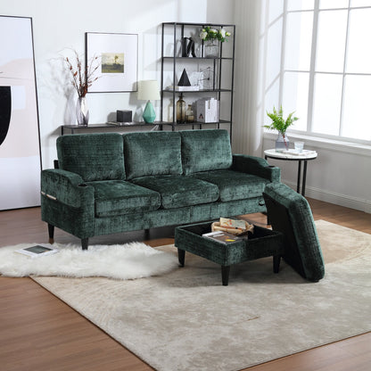 Modern L-Shaped Free-Combined Modular Sofa Couch With Storage Ottoman,Pillows,Cup Holders,Side Pockets, 3 Seat