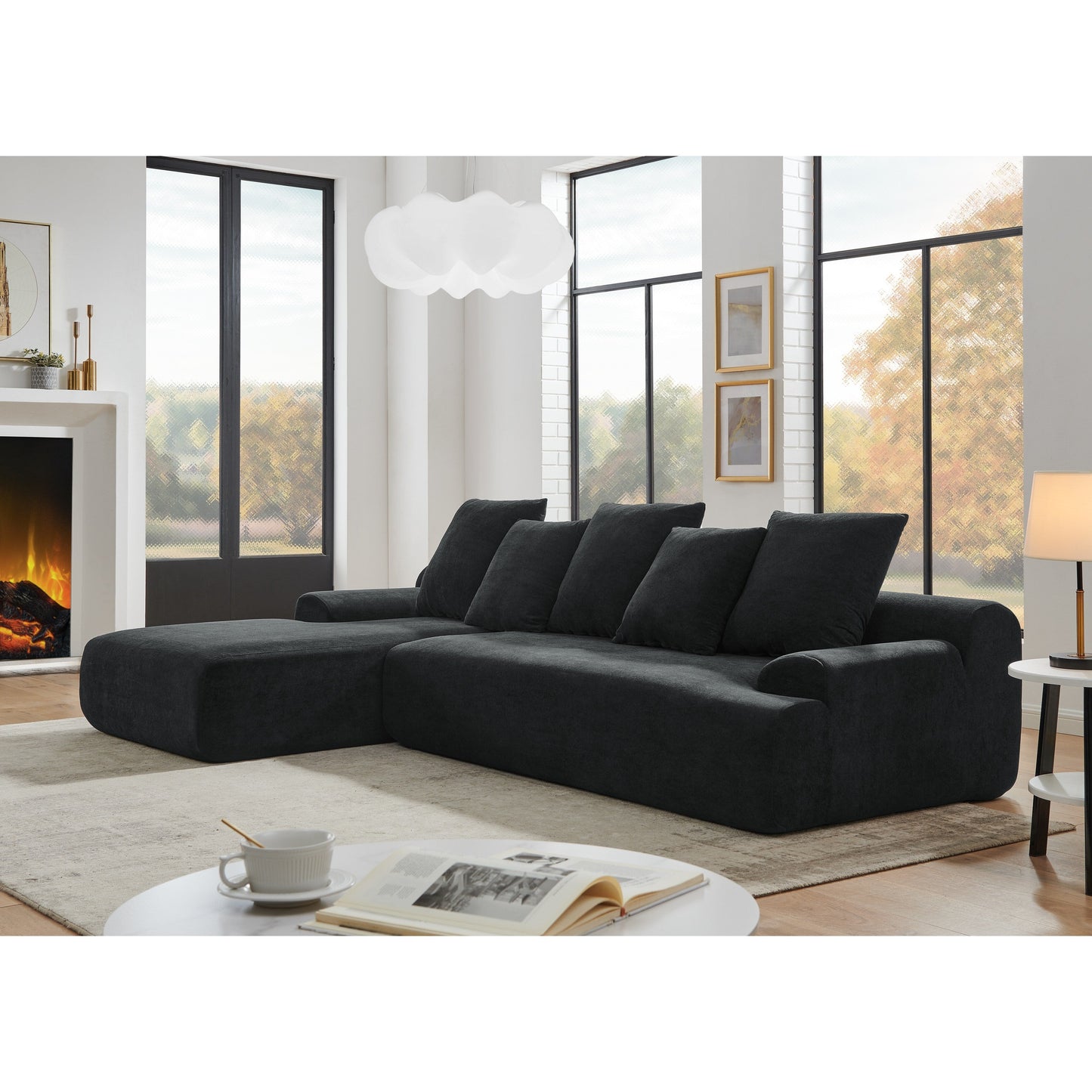 Modern L-Shaped Modular Upholstered 4-Seater Sectional Sofa for Living Room Apartment