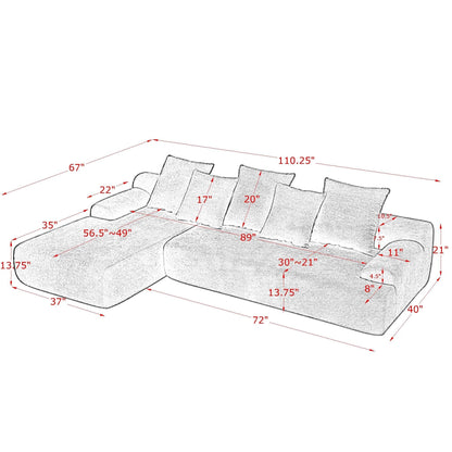 Modern L-Shaped Modular Upholstered 4-Seater Sectional Sofa for Living Room Apartment