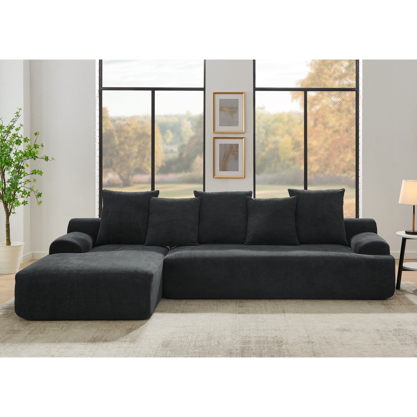 Modern L-Shaped Modular Upholstered 4-Seater Sectional Sofa for Living Room Apartment