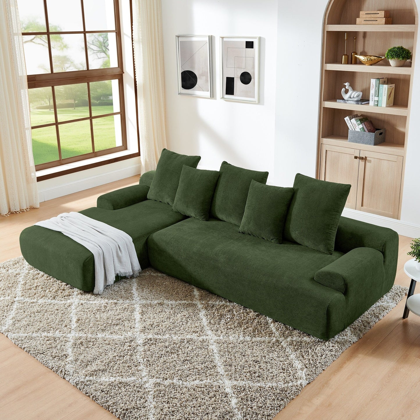 Modern L-Shaped Modular Upholstered 4-Seater Sectional Sofa for Living Room Apartment
