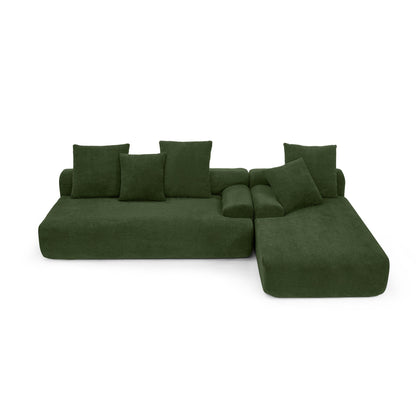 Modern L-Shaped Modular Upholstered 4-Seater Sectional Sofa for Living Room Apartment